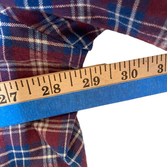 Oak Hill Mens Button Down Shirt 2XL Plaid Cotton Mens Wrinkle Free Burgundy - Picture 6 of 12